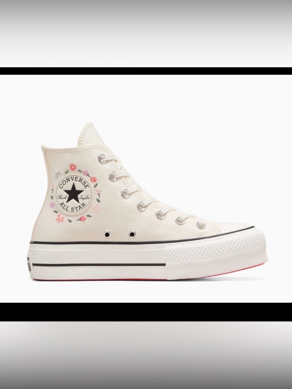 Converse High Top Floral Embroidered Platform Sneaker - Little Flowers